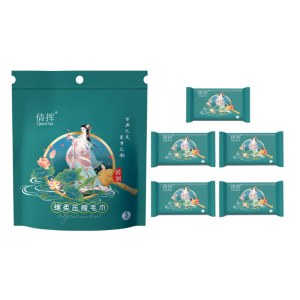 压缩一次性毛巾国潮风30×60cm大尺寸5粒装