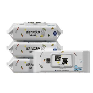 厨房湿巾油污一抹净柠檬香型80片(厨具)