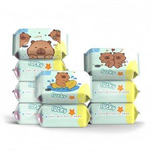 卡通便携迷你湿巾婴儿湿巾便捷口袋湿巾卡皮巴拉混装（20片一包）