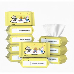 跨境英文手口湿巾宝宝专用一次性带盖手口清洁湿纸巾旅行婴儿湿巾（25片1包）