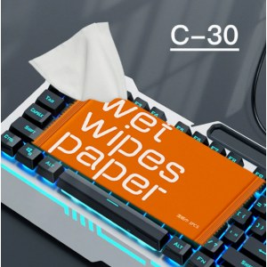 电竞用品网咖网吧专用一次性湿巾擦键盘耳机清洁卫生湿巾纸印logoC-30橙色通用款