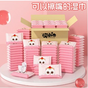 10片装湿巾婴幼儿手口清洁便携湿纸巾抽取式十片一次性湿巾母婴用招财猫10片装1包