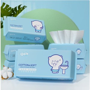 一次性洗脸巾便携抽取式纯棉柔巾洁面巾女卸妆巾母婴儿干湿两用巾 60抽(小熊)