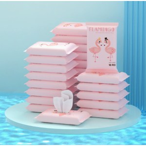 10片装湿巾婴幼儿手口清洁便携湿纸巾抽取式十片一次性湿巾母婴用火鸟1包