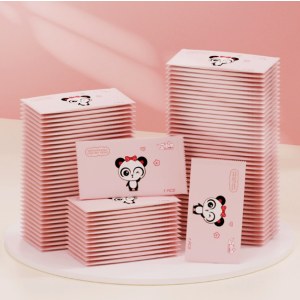 航空湿巾独立装湿纸巾一次性无纺布酒店外卖湿巾纸巾小包商务湿巾卡通熊猫1片
