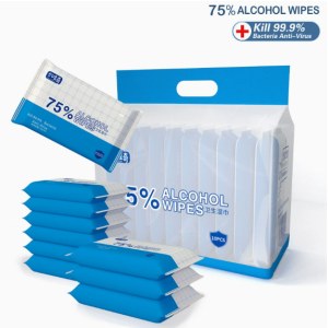 75酒精湿巾去菌酒精棉片学生儿童一次性便携湿纸巾小包卫生清洁装10片10包