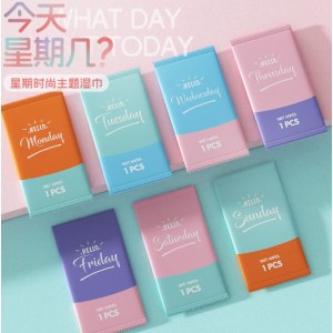 航空湿巾独立装湿纸巾一次性无纺布酒店外卖湿巾纸巾小包商务湿巾星期主题混装1片