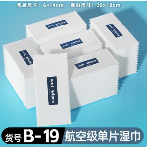航空湿巾独立装湿纸巾一次性无纺布酒店外卖湿巾纸巾小包商务湿巾B-19-1片