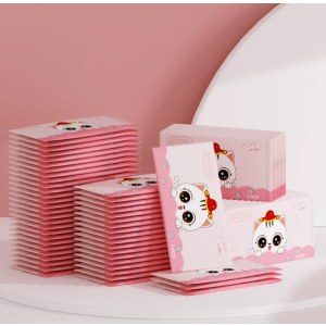 航空湿巾独立装湿纸巾一次性无纺布酒店外卖湿巾纸巾小包商务湿巾卡通招财猫1片