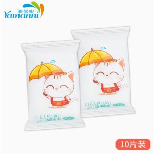 10片装湿巾婴儿抽取式便携小包湿纸巾十片一次性清洁湿巾母婴礼品打伞猫