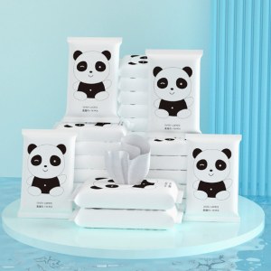 10片装湿巾婴幼儿手口清洁便携湿纸巾抽取式十片一次性湿巾母婴用熊猫1包