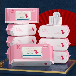 纯水婴儿湿巾带盖手口清洁湿巾大包擦屁湿纸巾宝宝哎小巾红恐龙60抽