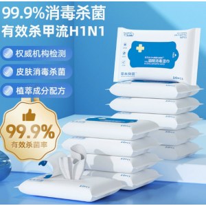 哎小巾消毒湿巾小包便携装酒精除甲流病毒杀菌湿纸巾学生擦手清洁【杀甲流款】10片1包